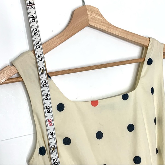 Garnet Hill A-Line Polka Dot Sleeveless Dress w/Tie Belt in Cream Size 6 - Picture 12 of 13